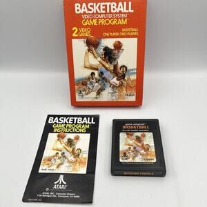 Atari 2600 Video Game Program Basketball CX-2624 Complete Cartridge Box Manual